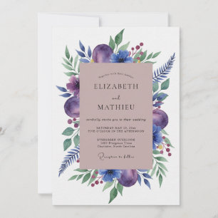 Pflaume Wasserfarbe Botanische Hochzeit Einladung