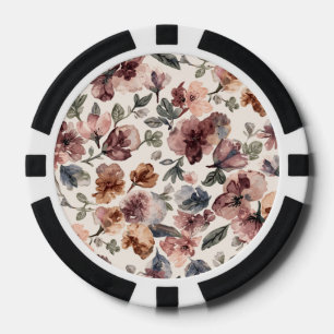 Pflaume Wildblume Wasserfarbe Moody Botanischer Ga Pokerchips