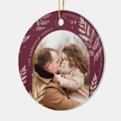 Pflaume | Winter Laurel Foto Keramik Ornament (Links)