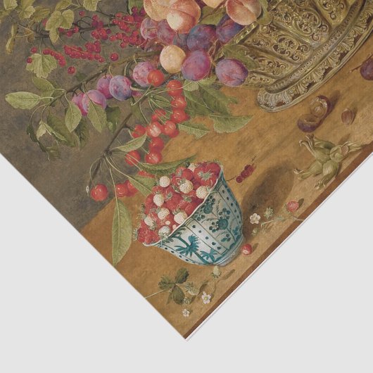 Pflaumen, Aprikosen, Kirschen und Johannisbeeren i Seidenpapier (Ausschnitt)