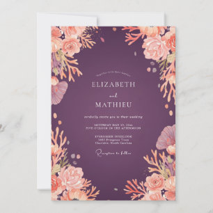 Pflaumen-Aprikosen-Wildblumen-Hochzeit Einladung