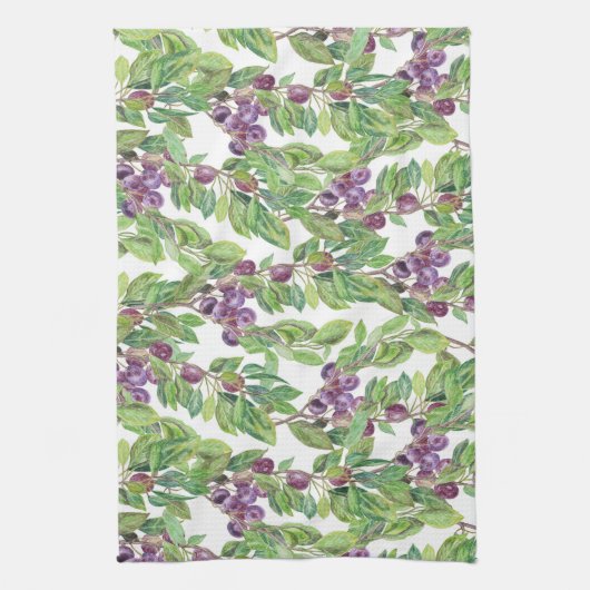 Pflaumen-Aquarellmuster Küchentuch (Vertikal)
