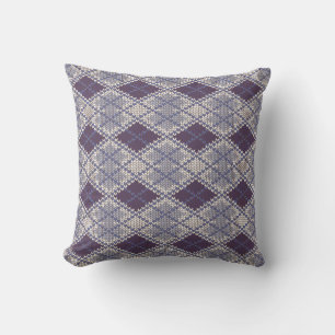 PFLAUMEN ARGYLE STRICKEN Quadratisches Wurfkissen Kissen