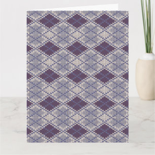 PFLAUMEN ARGYLE STRICKMOTIV Große Grußkarte / Hoch Karte