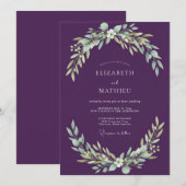 Pflaumen-Blatt-Hochzeit Einladung (Vorne/Hinten)