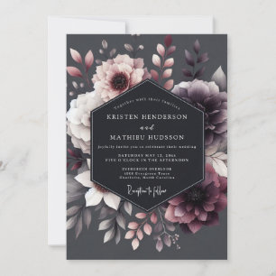 Pflaumen-Blumen-Romantische Hochzeit Einladung