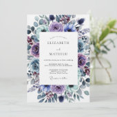 Pflaumen-Blumen-Whimsy-Hochzeit Einladung (Stehend Vorderseite)