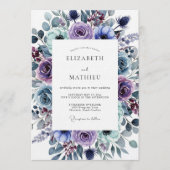 Pflaumen-Blumen-Whimsy-Hochzeit Einladung (Vorderseite)