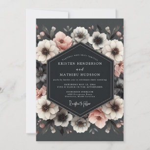 Pflaumen-Blumenromanze-Hochzeit Einladung