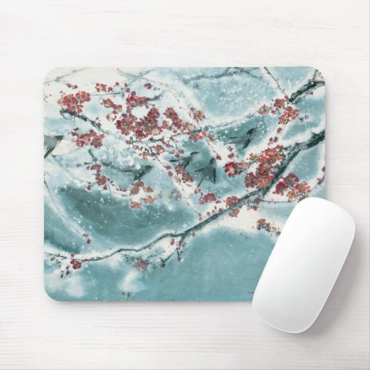 Pflaumen-Blüte im Schnee Mousepad (Mit Mouse)