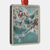 Pflaumen-Blüte im Schnee Ornament Aus Metall (Rechts)