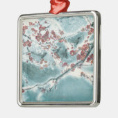 Pflaumen-Blüte im Schnee Ornament Aus Metall (Links)