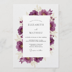 Pflaumen-Blüten-Romanze-Hochzeit Einladung