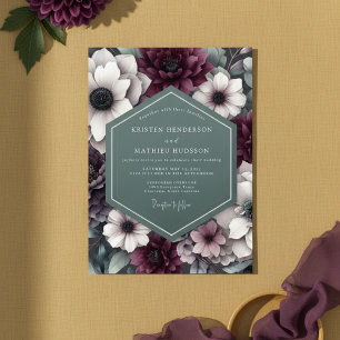 Pflaumen-Botanik Moody Hochzeit Einladung