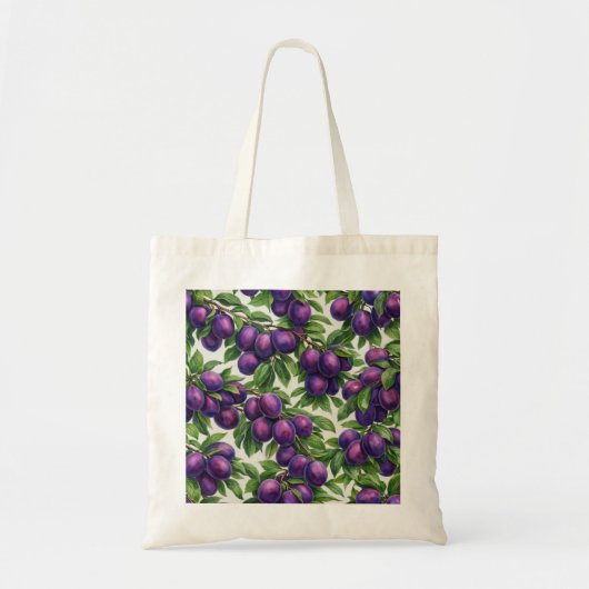 Pflaumen Botanisches Muster Tragetasche (Vorne)