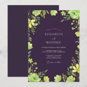 Pflaumen-Chartreuse-Reben-Hochzeit Einladung (Vorne/Hinten)