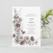 Pflaumen-Christrose-Eukalyptus-Botanische-Hochzeit Einladung (Stehend Vorderseite)