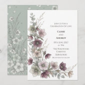Pflaumen-Christrose-Eukalyptus-Botanische-Hochzeit Einladung (Vorne/Hinten)