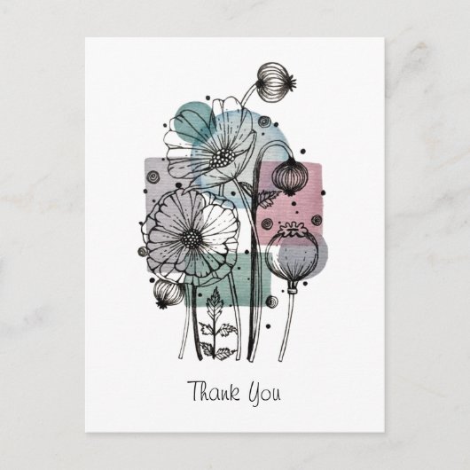 Pflaumen Doodle in Tinte und Aquarellfarben Postka Postkarte (Vorderseite)