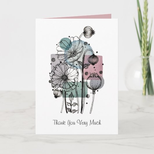 Pflaumen Doodle in Tinte und Wasserfarbkarte Karte (Vorderseite)