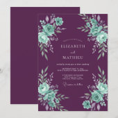 Pflaumen-Dramatischer Abendhochzeit Einladung (Vorne/Hinten)