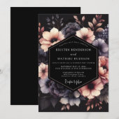 Pflaumen-Düstere-Bloom-Hochzeit Einladung (Vorne/Hinten)