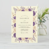 Pflaumen Elfenbein Gemalte Hochzeit Einladung (Stehend Vorderseite)