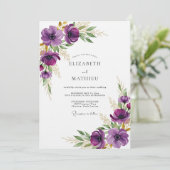 Pflaumen-Ethereal-Flora-Hochzeit Einladung (Stehend Vorderseite)