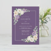 Pflaumen-Etherische-Botanische-Hochzeit Einladung (Stehend Vorderseite)