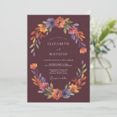 Pflaumen-Etherische-Flourish-Hochzeit Einladung (Stehend Vorderseite)