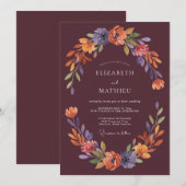 Pflaumen-Etherische-Flourish-Hochzeit Einladung (Vorne/Hinten)