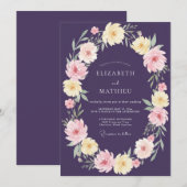 Pflaumen-Etherische-Garland-Hochzeit Einladung (Vorne/Hinten)