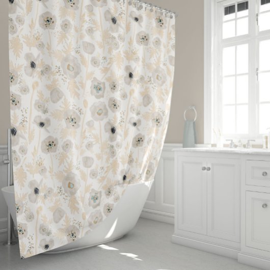 Pflaumen Gelbe graue Aquarellfarben Blumendruck Duschvorhang