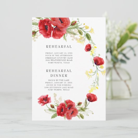 Pflaumen & Gelbe Wildblume Farbige Probe Einladung (Stehend Vorderseite)