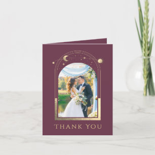 Pflaumen-Gold-Himmelsfoto-Hochzeit-Danke Dankeskarte
