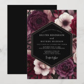 Pflaumen-Gotik-Flora-Hochzeit Einladung (Vorne/Hinten)