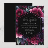 Pflaumen-Gotische-Floralhochzeit Einladung (Vorne/Hinten)