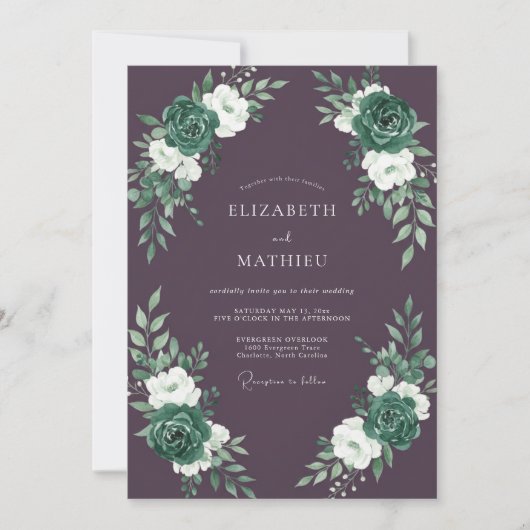 Pflaumen Göttliche Winterhochzeit Einladung (Vorderseite)