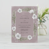 Pflaumen-Grau-Etherische-Anemone-Hochzeit Einladung (Stehend Vorderseite)