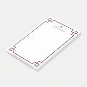 Pflaumen-griechisches Schlüsselgrenzmonogramm Post-it Klebezettel (angewinkelt)