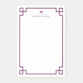 Pflaumen-griechisches Schlüsselgrenzmonogramm Post-it Klebezettel (Vorderseite)