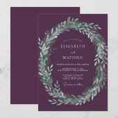 Pflaumen-Grün-Hochzeit Einladung (Vorne/Hinten)