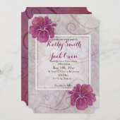 Pflaumen-Hibiskus-Hochzeitskarte Einladung (Vorne/Hinten)