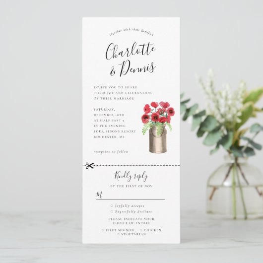 Pflaumen in einer Milchbucketeinladung mit uAwg Einladung (Stehend Vorderseite)