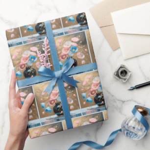 Pflaumen in schwarzer Vase Geschenkpapier