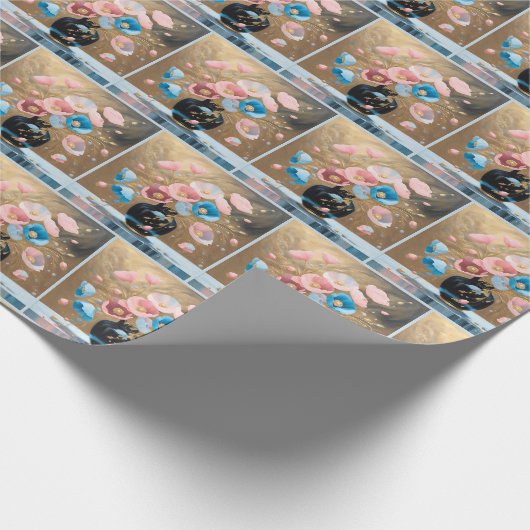 Pflaumen in schwarzer Vase Geschenkpapier (Ecke)