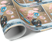 Pflaumen in schwarzer Vase Geschenkpapier (Rolleneckpunkt)