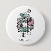 Pflaumen in Tinte und Wasserfarbe Button (Vorderseite)