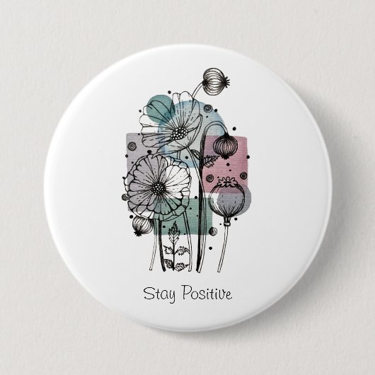 Pflaumen in Tinte und Wasserfarbe Button (Vorderseite)