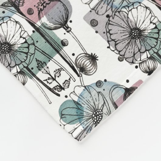 Pflaumen in Tinte und Wasserfarbe Fleecedecke (Ecke)